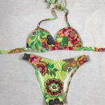 Brazilian Bright Tropical Flowers Print/ New With Tags Green Size M Photo 1