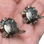 Vintage Unsigned AB Aurora Borealis Snowflake Shaped Clip On Earrings Cluster Multiple Photo 5