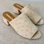 & Other Stories & Other Stories Nude Tan Pearl Studded Block Heel Slide Mules Size 8 (38) Photo 0