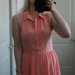 Sweet Rain Coral Button Front Top Collared Short Sleeved Sundress Size M Photo 3