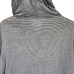 Eileen Fisher Linen Snap Button Long Sleeve Hoodie Cardigan Gray Stripe M Photo 2
