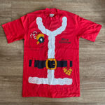 VTG Single Stitch 80s 90s Christmas Puff Paint Retro Santa Claus Small T Shirt Red Photo 0