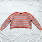 Lumiere Orange Striped Slouchy Knit Sweater Womens Large Photo 1