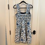 Anthropologie  Blue and White A-Line Mini Dress Sleeveless Square Neck Photo 4