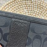 Coach Women’s Signature Canvas Leather Black Accordion Zip Around Long Wallet Photo 2