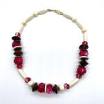 YSL Vintage Necklace w/ Lucite, Wood with Gold Tone S Hook Closure Pink Photo 0