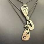 Brighton Retired Brazilian Multi Cord Triple Heart Pendant Necklace Photo 2