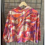 Ruby Rd Womens Jacket Size 14 Petite Multicolor Long Sleeve Button Up Boho Red Photo 5
