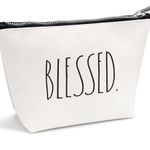 Rae Dunn Cosmetic Blessed Bag for Makeup & Toiletries Zipper Pouch Travel Trendy Photo 4