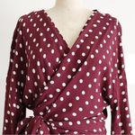 ZARA  burgundy and white polka dot wrap crop top size small Photo 2