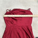 Lulus  Fanciful Flirt Burgundy Satin Cowl Neck Skater Mini Dress Size Small Photo 14
