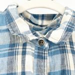 Current/Elliott  Womens Western‎ Beachy Slim Boy 100% Linen Picnic Plaid Shirt L Photo 2