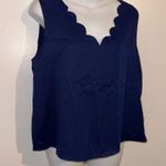 SheIn Clasi Solid Scallop Trim Sleeveless Blue Business Casual Dress Top Photo 11