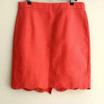 J.Crew J. By  Coral/Salmon Solid Pencil Skirt with Scalloped Hem, Size 4 Photo 2