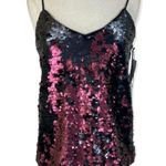 1. State New Sequin Cami Top Dramatic Pause small V-Neck black burgundy camisole Photo 0