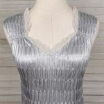 NICOLA Vintage 90's/Y2K Crinkle Satin/Lace Sleeveless Blouse Pale Blue/Gray Photo 1