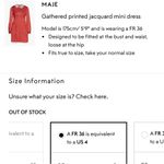 Maje NWT Rouges Raina Horse-Print Jacquard Dress with Guipure Collar Size US 4 Photo 12
