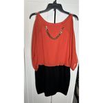 Bongo Women’s Coral /Black Chiffon Split Sleeve Blouson Dress Size XL Photo 2