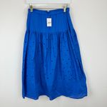 J.Crew Petite Drop Waist Eyelet Midi Skirt Bright Grotto Blue A Line Medium NWT Photo 4