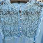 Vintage Jerri Lee New York baby blue crêpe lace bib front prairie dress 11 Size undefined Photo 3