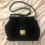 ZARA  Black Suede Leather Cross Body Purse Gold Hardware Interior Pockets Buckle Photo 0