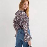 J.Crew | Ruffle Keyhole Front Crinkle Chiffon Top in Floral Flourish Sz. XS Photo 1