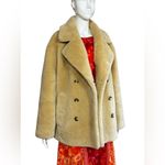 Sandro  Faux Fur Double Breasted Coat Natural Size 36 Photo 3