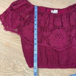 Miguelina Dakota Floral Lace Crochet Crop Top Milkmaid Hippie Maroon Women's S Pink Photo 7