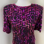Vintage Silk & Sequin Short Sleeve Party Blouse Medium Cocktail NYE Black Photo 1