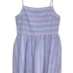 Gap Womens Babydoll Tank Dress XXL Blue Striped Rainbow Smocked Coastal Beachy Photo 2