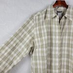 The North Face Womens Shirt Size XL Tan Crinkled Plaid Button Down Long Sleeve Photo 6