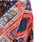 Vintage Americana Red Blue Bandana Floral Paisley Print Wrap Maxi Skirt OS Size undefined Photo 3