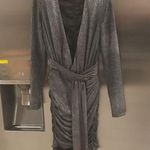 House Of CB ππ Annukka Graphite Sparkle Wrap Dress ~ Metallic Silver XS NWOT Photo 8