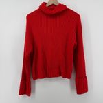 Nine West Turtleneck Sweater Ribbed Knit Long Sleeve Cuff Detail Red Women S Photo 2