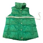 Old Navy Green Puffer Vest Women’s Large Quilted High Neck Zip Snap Winter Layer Photo 2