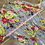 byTiMo Semi Couture Long Sleeve Ruffle Mock Neck Mini Dress Floral Blue Medium M Photo 11