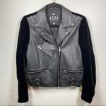 Veda Puzzle Velvet And Leather Moto Jacket Black Size M Photo 3
