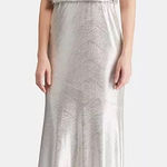 Ralph Lauren Lauren Metallic Knit Flutter Cold-Shoulder Maxi Evening Gown Photo 0