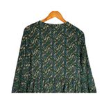 ZARA  Long Sleeve Paisley Print Babydoll Puff Sleeve Mini Dress Lined XS Green Photo 6