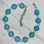 Chunky Blue Studded Concho Silver Chain Belt XS/Small (XS/S) Western Statement ✨ Photo 0