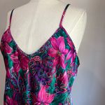 1980 Vintage Satin Paisley Floral California Dynasty Mini Slip Dress Size Large Pink Photo 4