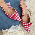 Red gingham kitten heels Size 8 Photo 0