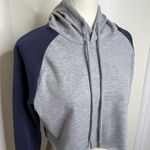 Cropped Raglan Sleeve Sweatshirt Hoodie Size Medium Gray Navy Photo 1