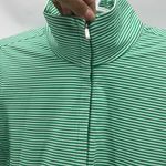 Nike  Dry fit 1/2 zip Golf Top Green white Stripe ruched sleeve Photo 2
