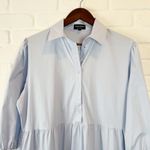 Mayas Place Baby Blue Tiered Shirt Midi Dress Collared Button 3/4 puff sleeve XL Photo 1