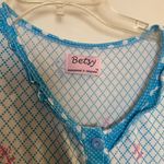 Betsy Womens Nightgown XL Turquoise White Pink Floral Print Bust 38” Length 38” Blue Photo 1