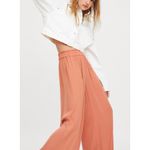 ZARA Pants Womens X Small Pink Orange Wide Leg Stretch Waist Satin Photo 2