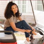 ALBION FIT  Women's Jetsetter Lightweight Jogger Pants Blue Gold Zipper M Petite Photo 1