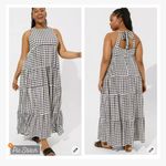 Torrid  Maxi Halter Tiered Dress Black White Gingham Photo 1