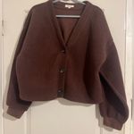 Madewell $98 Re(sourced) Fleece Chocolate Brown Teddy Bear Cardigan Sweater Fall Photo 2
